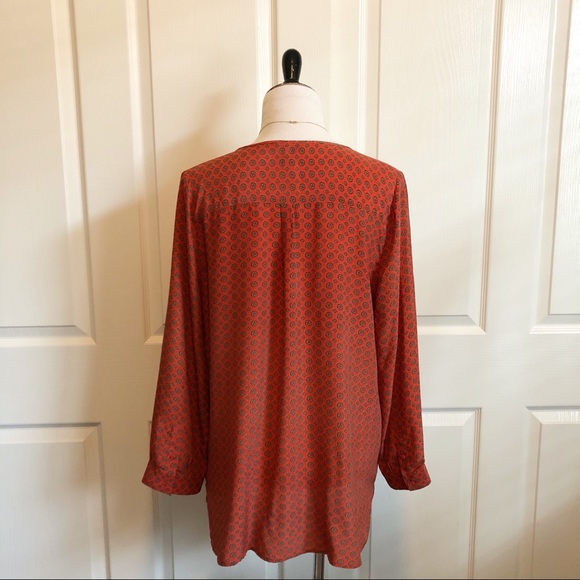Joie Silk Print Orange Red Tunic Blouse - Picture 5 of 9